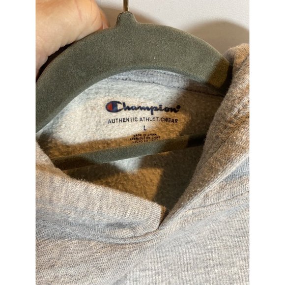 Champion Sweater Boys Large Gray Pullover Logo Hooded Sweatshirt Kids Youth - Picture 4 of 8